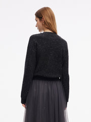 Sequins Beaded Round Neck Women Sweater