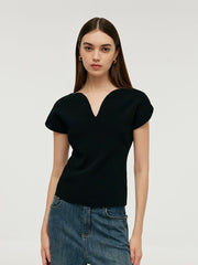 V-Neck Women Knit Top