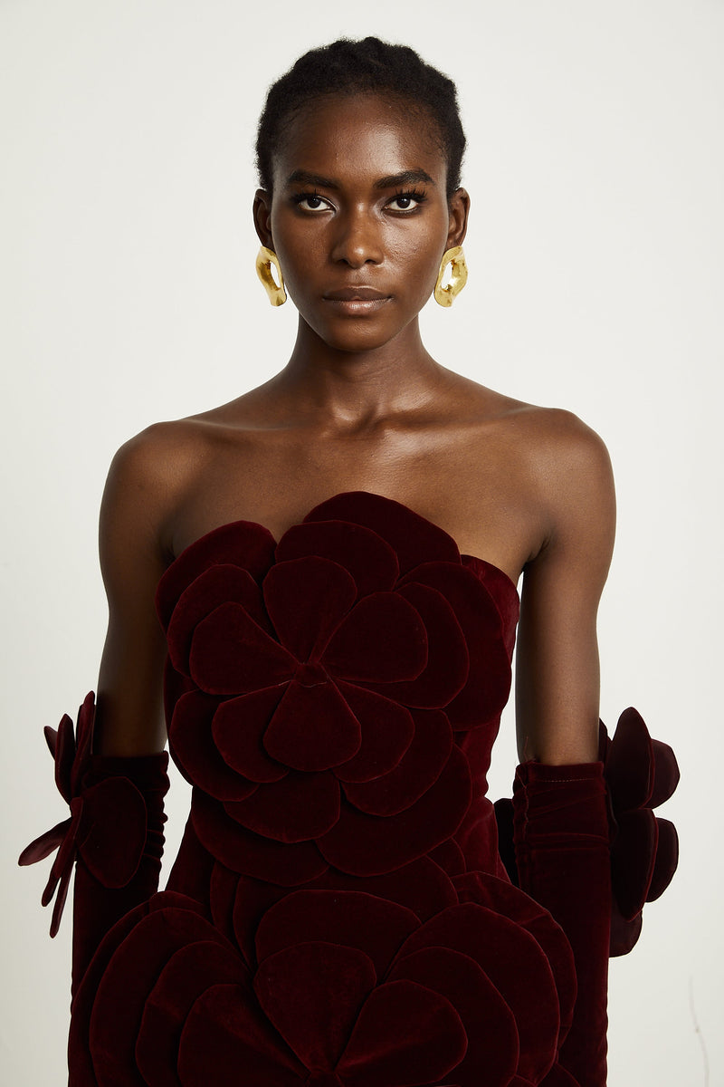 Azura Red Floral Appliqué Mini Dress