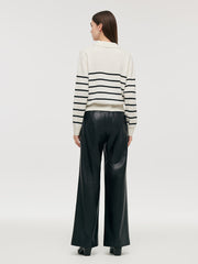 Wool Black And White Stripe Women Sweater