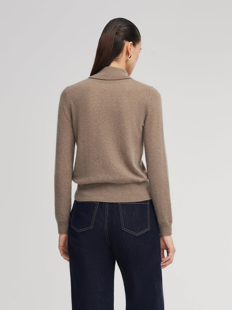 100% Cashmere Folded Collar Women Sweater