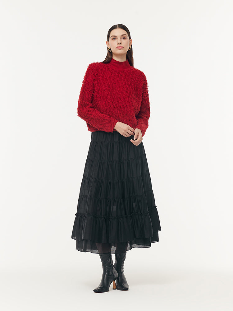 100% Wool Chili Red Women Sweater