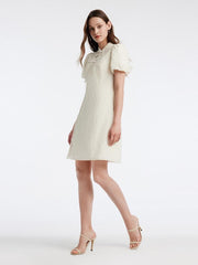 White Mandarin Collar Cheongsam Qipao Mini Dress