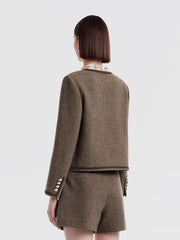 Pre-Order Retro Brown Washable Woolen Jacket