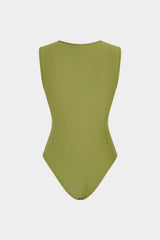 Round Neck Twist Knot Cut Out Sleeveless Bodysuit