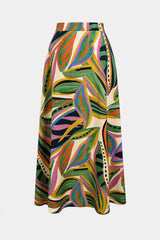 Leaves Print High Waist Skirt