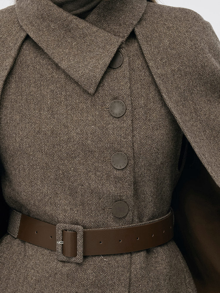 100% Washable Wool Cape And Vest Two-Piece Set