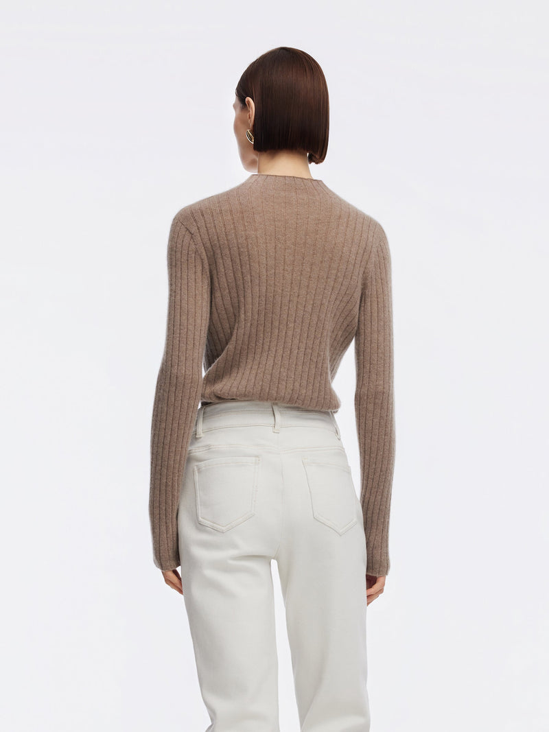 100% Cashmere Seamless Mock Neck Women Sweater