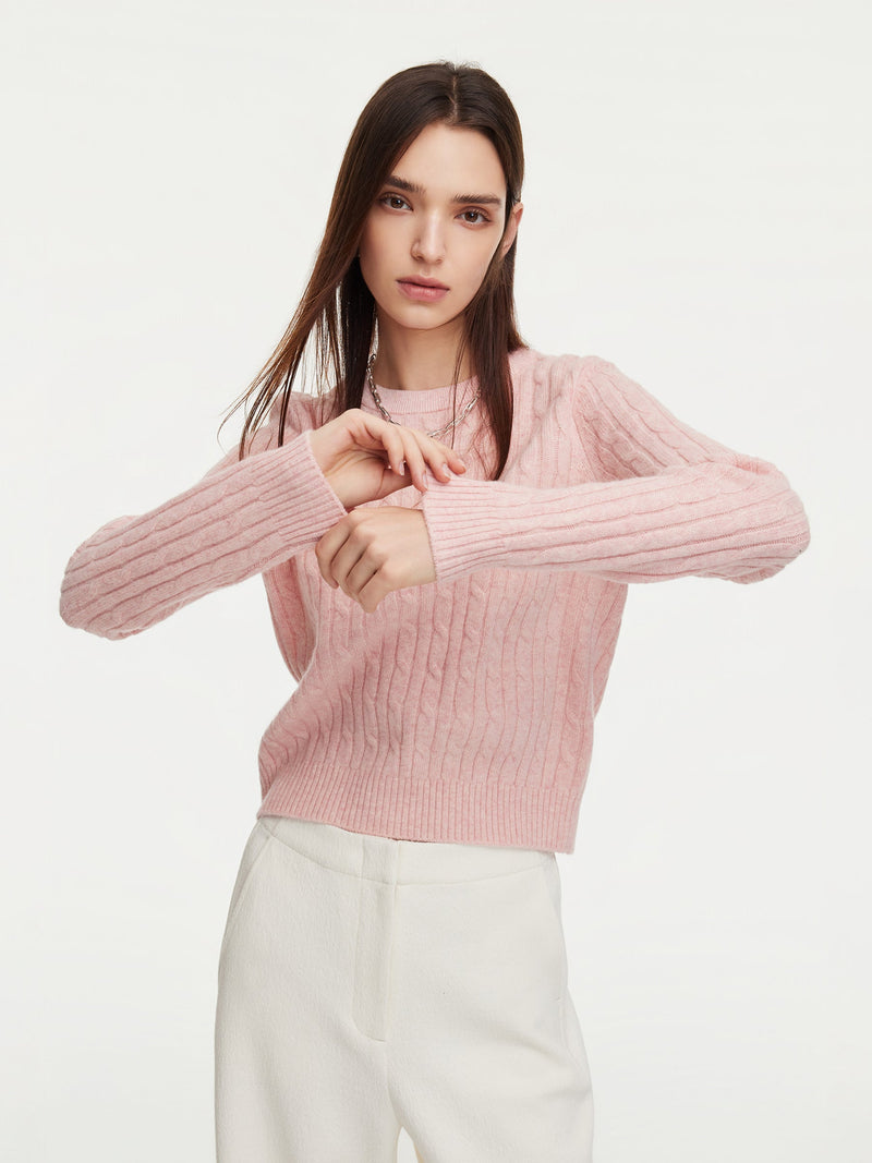 100% Wool Cable Knit Women Sweater