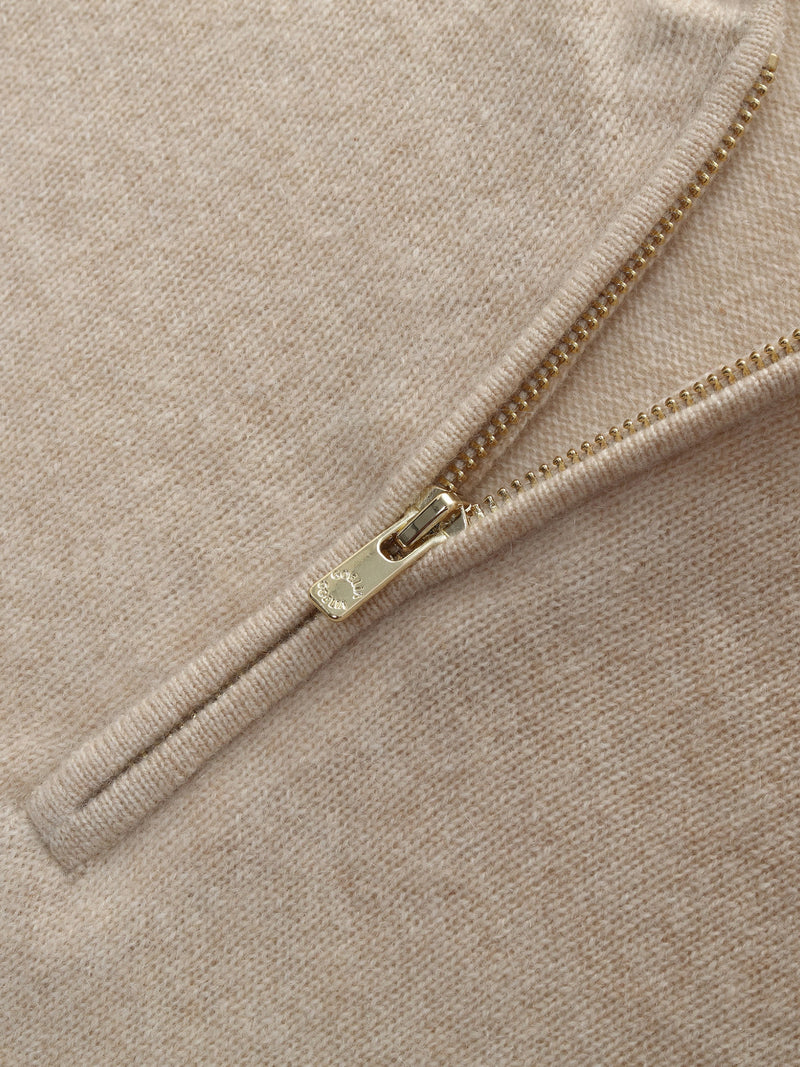 100% Cashmere Half-Zip Women Hooded Sweater