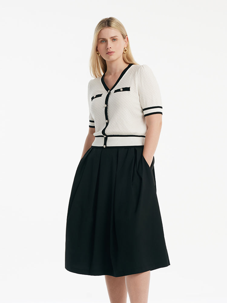 Classic Jacquard Knit Top And Half Women Skirt Two-Piece Set