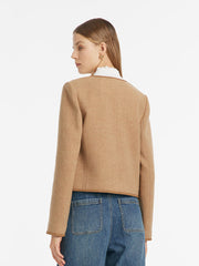 Washable Wool Round Neck Single-Breasted Women Jacket