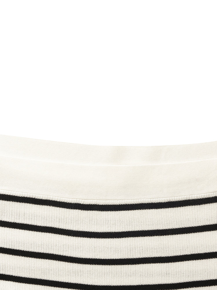 Acetate Striped Square Neck Women Knit Vest