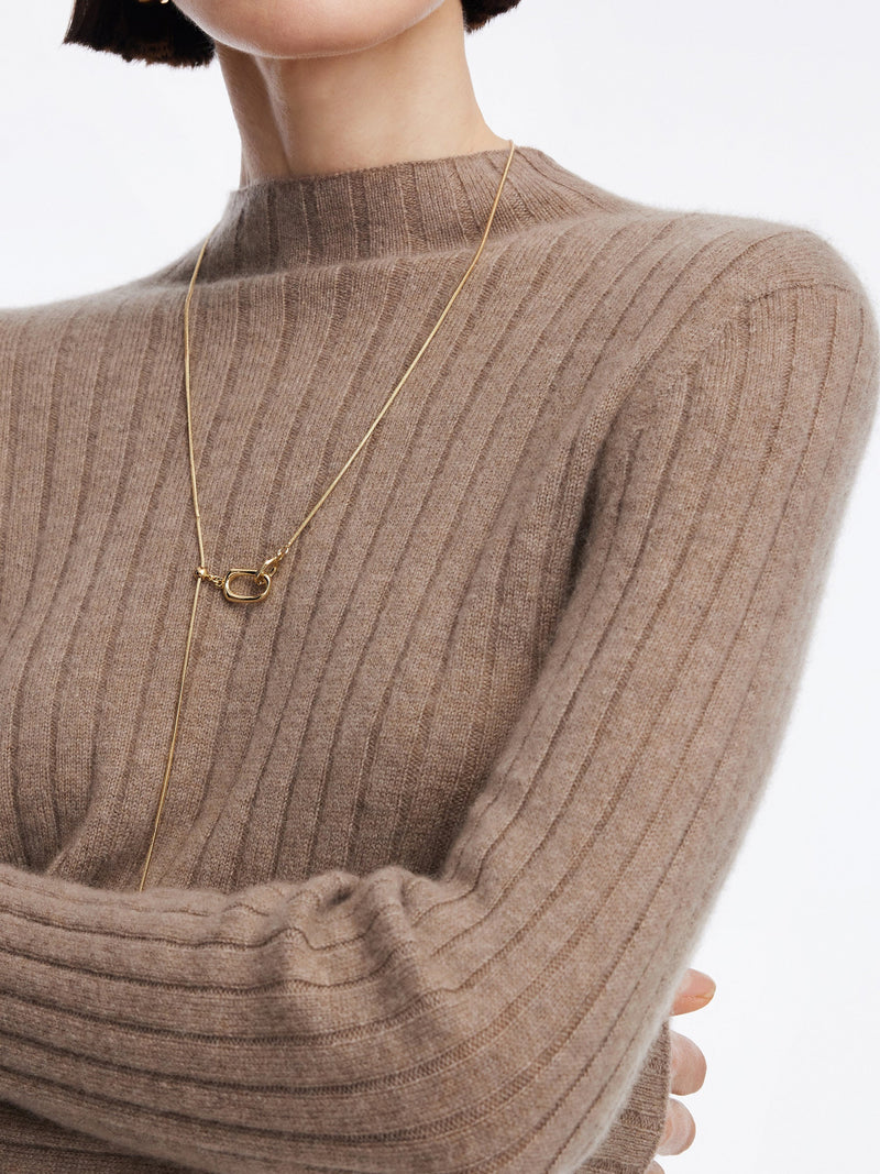 100% Cashmere Seamless Mock Neck Women Sweater