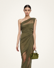 Hana Mini Faux Suede Tote Bag - Dark Olive