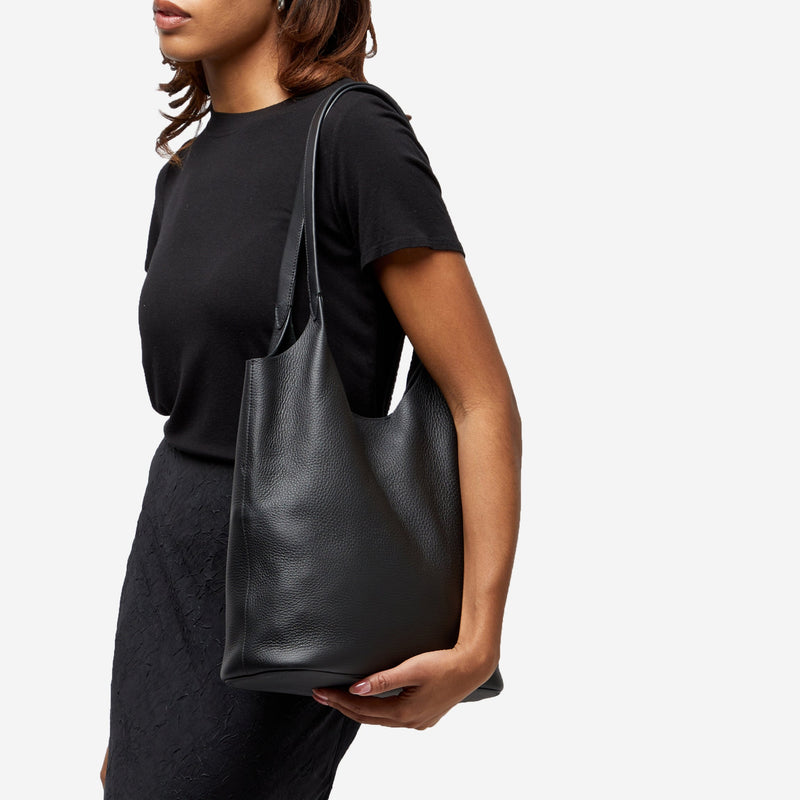 Mia Large Shopper Tote Black Pebble