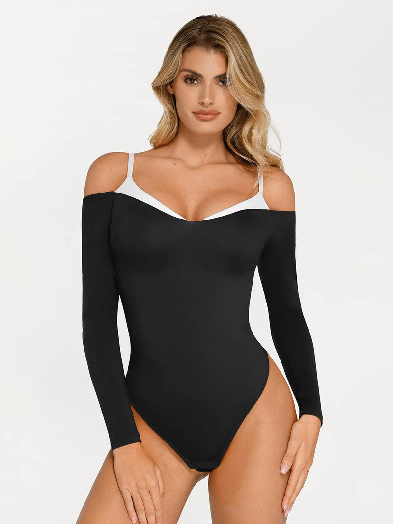 Shapewear Long Sleeve Cold Shoulder Tummy Control Bodysuit