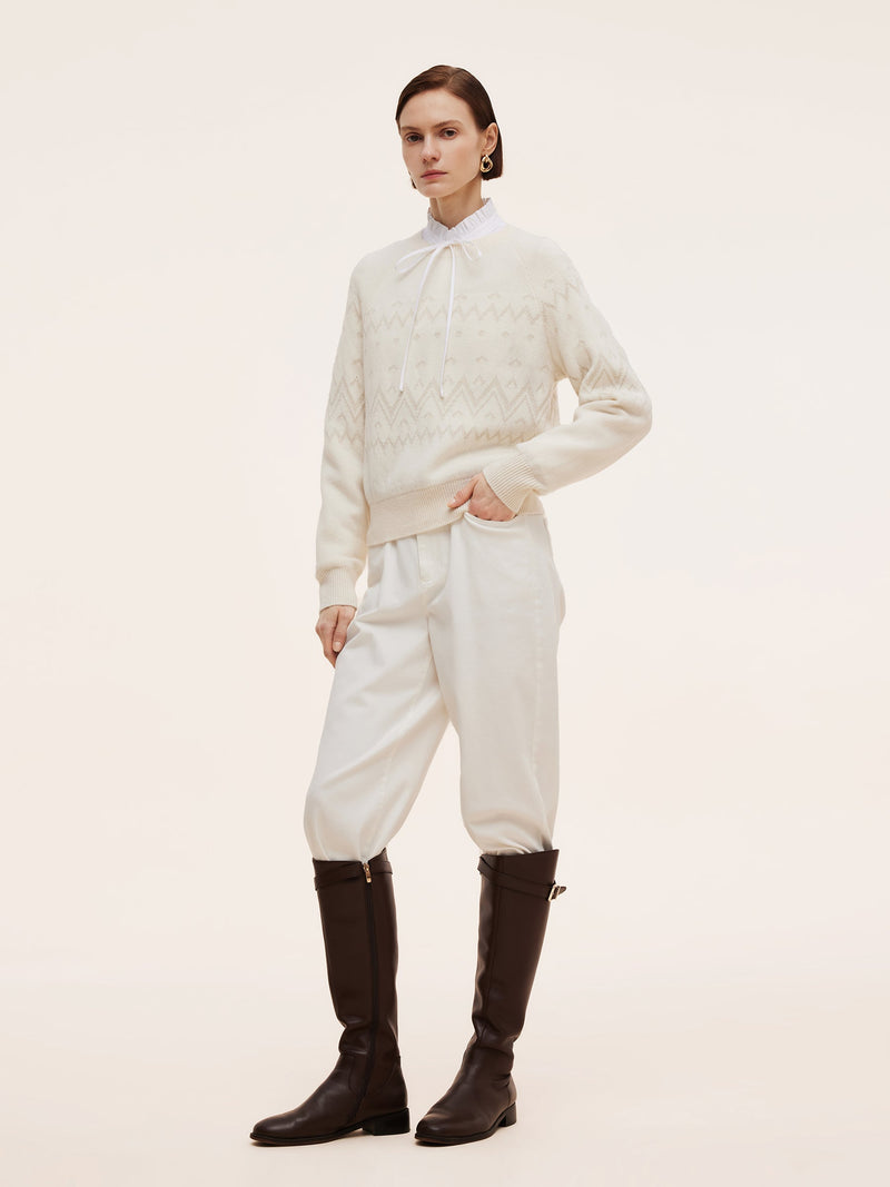 100% Wool Jacquard Women Sweater