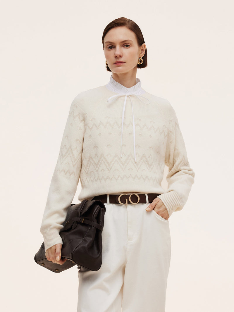 100% Wool Jacquard Women Sweater