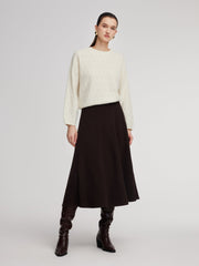 Brushed Cashmere Wool Blend Textured Women Sweater