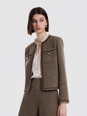Pre-Order Retro Brown Washable Woolen Jacket