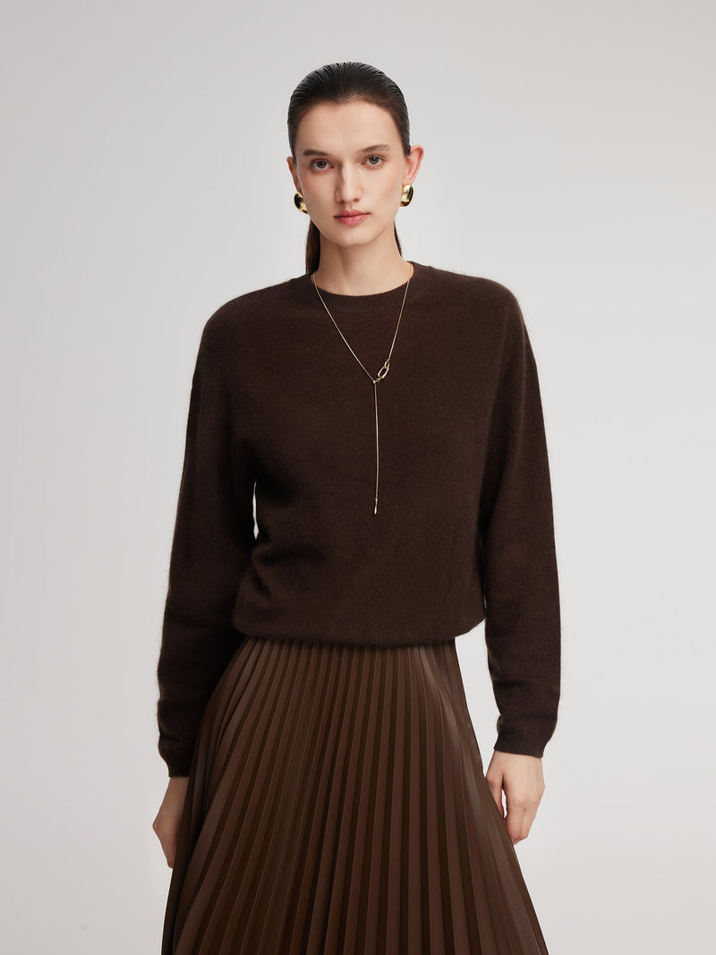 100% Brushed Wool Crew Neck Women Sweater