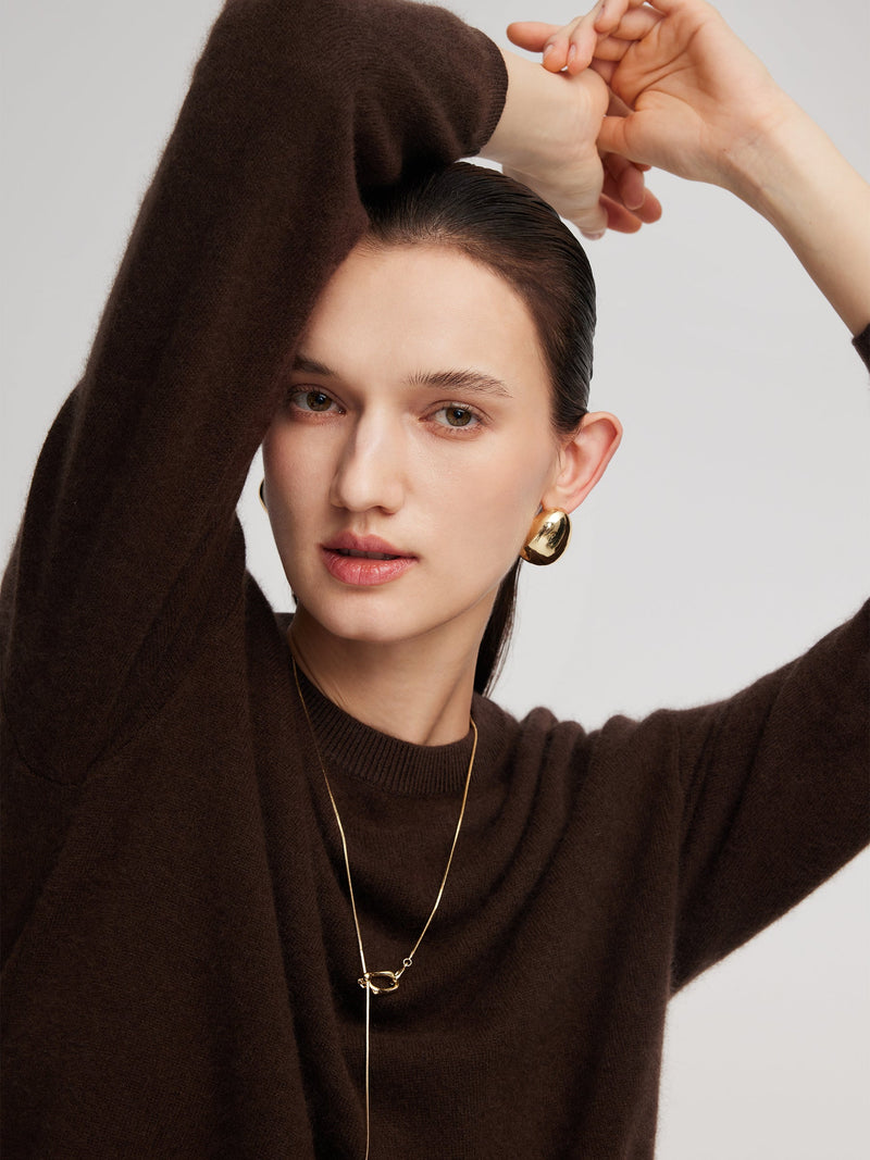 100% Brushed Wool Crew Neck Women Sweater