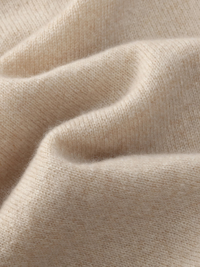 100% Cashmere Half-Zip Women Hooded Sweater