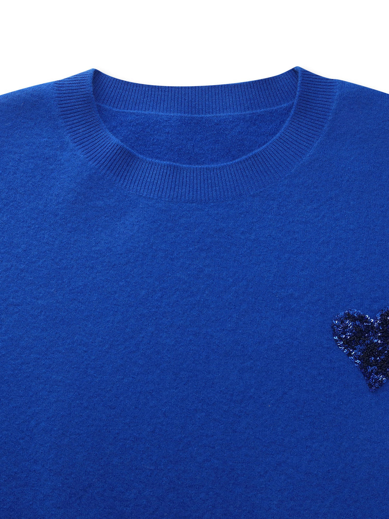 100% Wool Sequined Heart Unisex Sweater