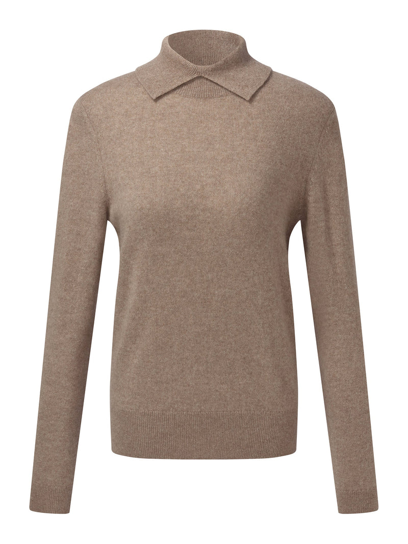 100% Cashmere Folded Collar Women Sweater