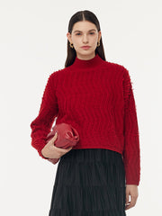 100% Wool Chili Red Women Sweater