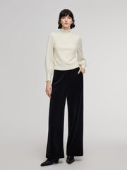 Tencel Wool Blend Ruffle Neck Women Sweater