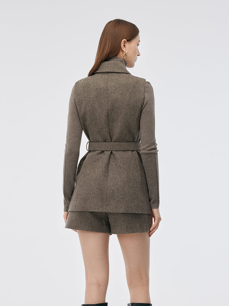 100% Washable Wool Cape And Vest Two-Piece Set