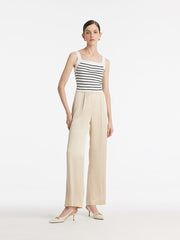 Acetate Striped Square Neck Women Knit Vest