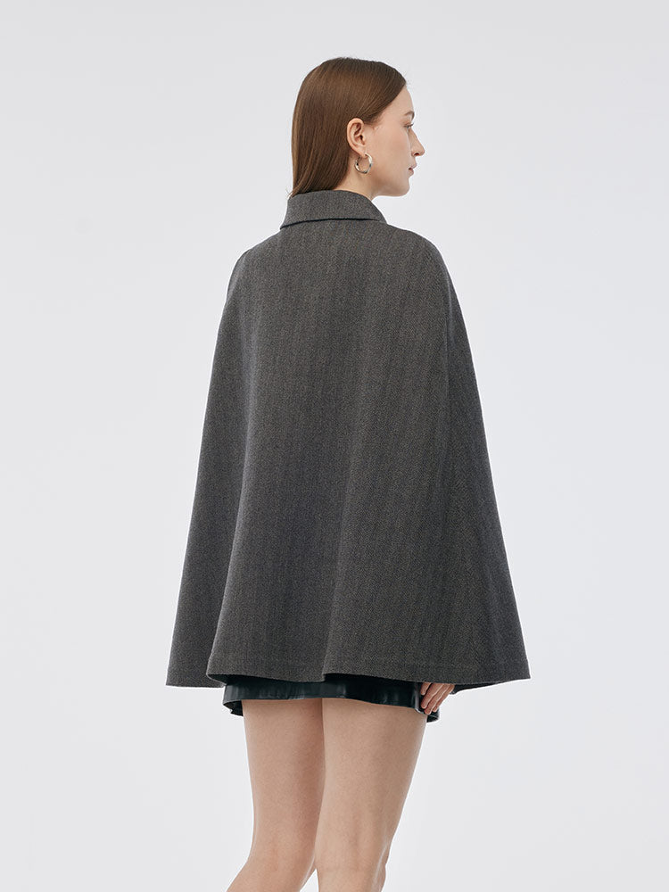 100% Washable Wool Cape And Vest Two-Piece Set