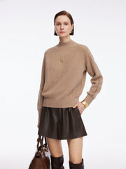 100% Wool Stitch Trim Women Sweater