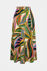 Leaves Print High Waist Skirt