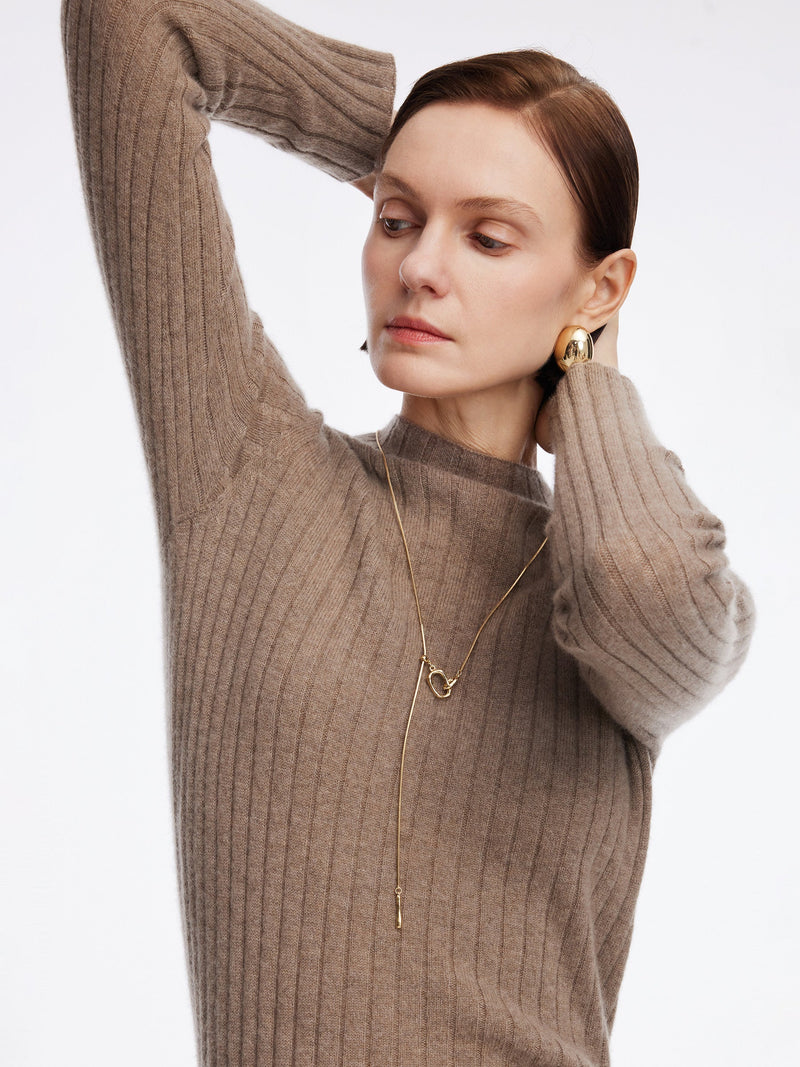 100% Cashmere Seamless Mock Neck Women Sweater