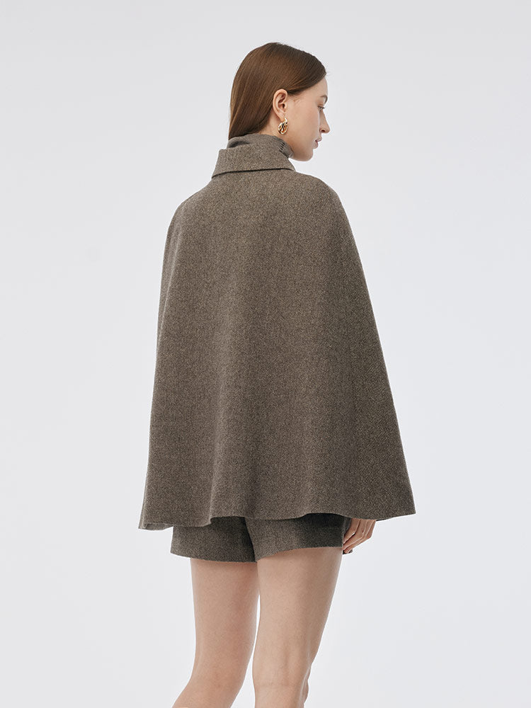 100% Washable Wool Cape And Vest Two-Piece Set