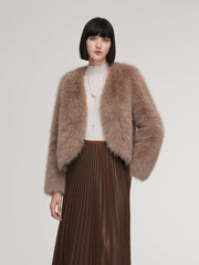 Eco-friendly Fur V-Neck Women Coat