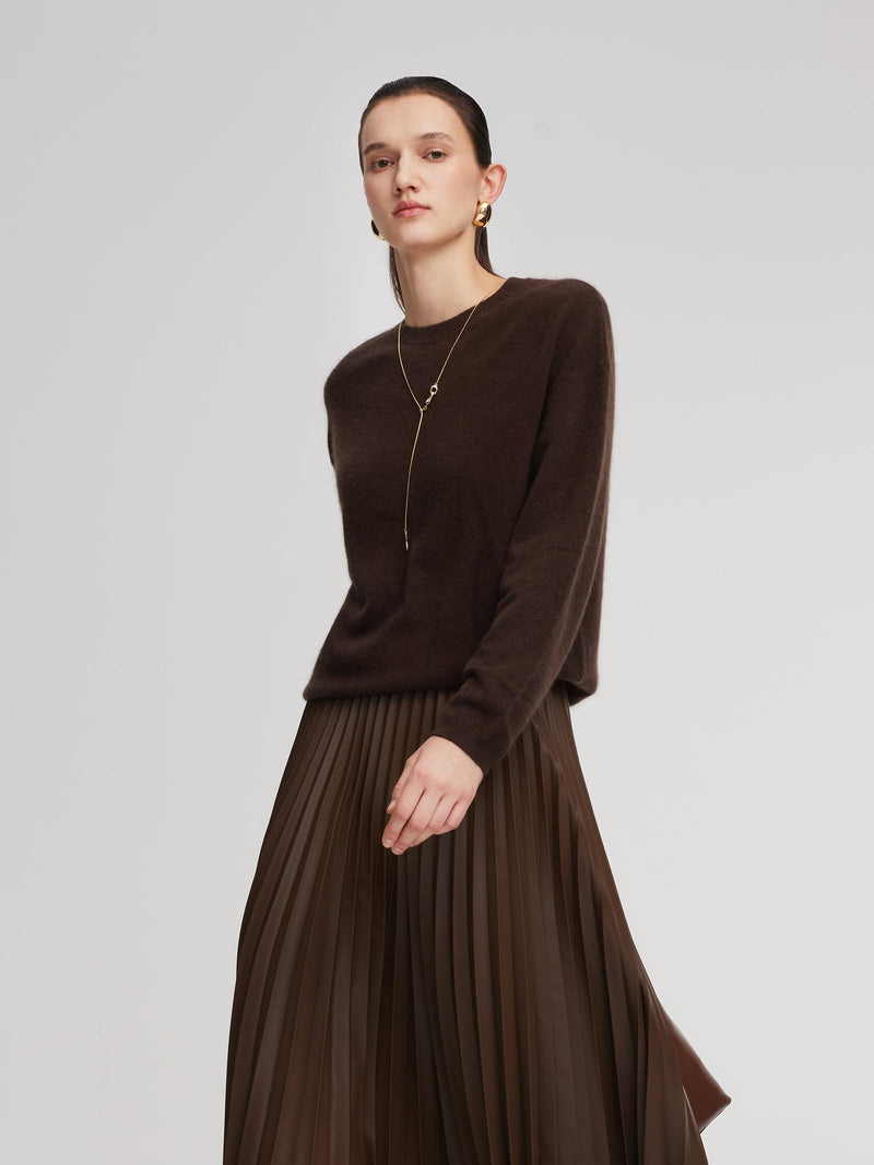 100% Brushed Wool Crew Neck Women Sweater