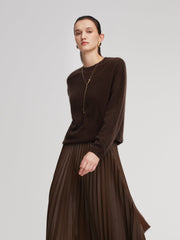 100% Brushed Wool Crew Neck Women Sweater