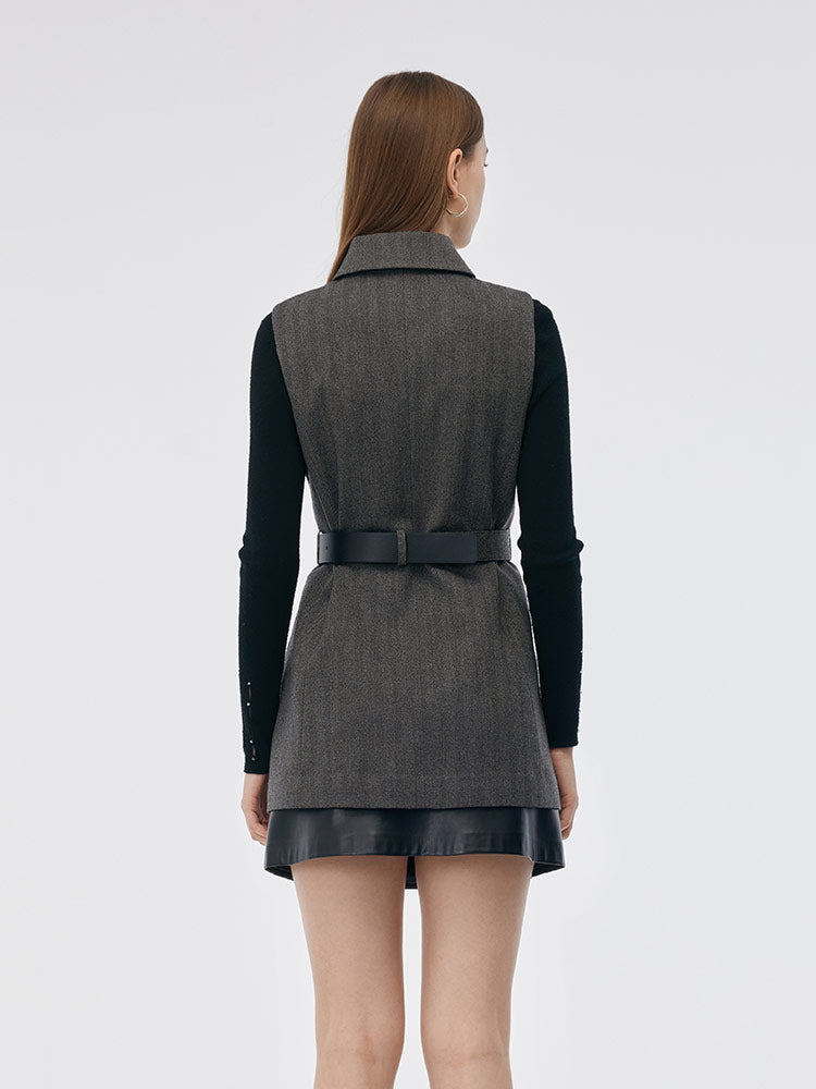 100% Washable Wool Cape And Vest Two-Piece Set