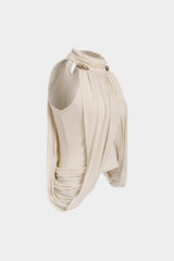 Mesh Metallic Ruched Tank Top