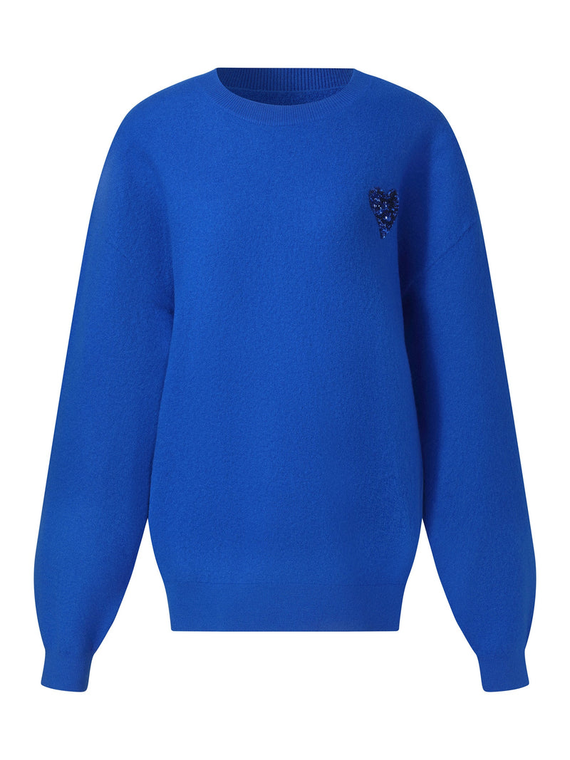 100% Wool Sequined Heart Unisex Sweater