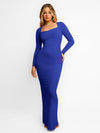 Long Sleeve Maxi Dress / Blue / S