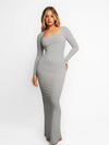 Long Sleeve Maxi Dress / Grey / S