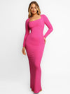Long Sleeve Maxi Dress / Pink / S