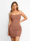 Slip Mini Dress / Light Brown / S