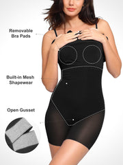 Shapewear Slimming Midi Dress and Sheer Mesh Overlay Set